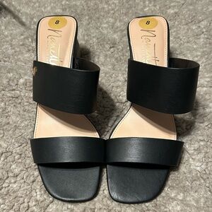 Nanette Lepore Black Leather Slide Heels
